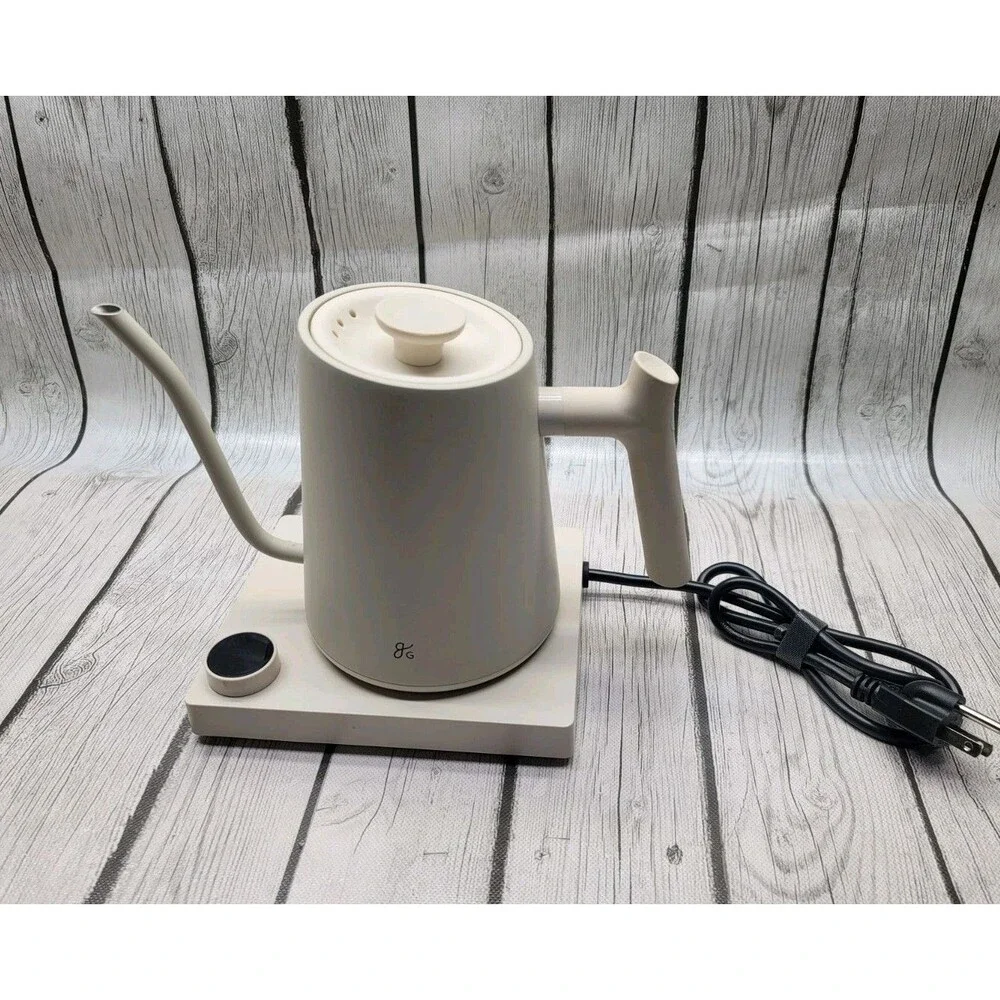 Greater Goods Electric Gooseneck Kettle Birch White 1200W Tested 0448